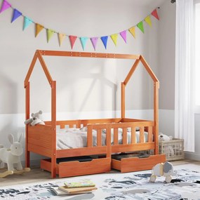 Giroletto Bambini Con Cassetti 70x140 Cm Legno Massello Di Pino /