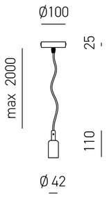 Sospensione Industrial Flute Metallo Rame E Stoffa Marrone 1 Luce E27