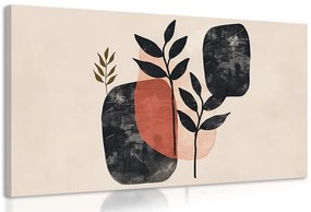 Quadro su tela – Japandi natura morta con foglie