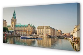 Quadro su tela Cattedrale del fiume Germania Amburgo 100x50 cm