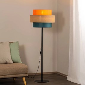 TK Lighting Trio piantana, paralume in iuta, arancio/marrone naturale/benzina
