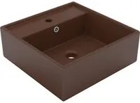 Lavabo Troppopieno Cubico Marrone Scuro Opaco 41x41cm Ceramica 146951