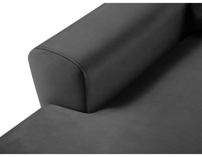 Divano angolare grigio scuro allungabile e con contenitore (con penisola a sinistra/con chaise lounge) con rivestimento in velluto Kyoto – Cosmopolitan Design