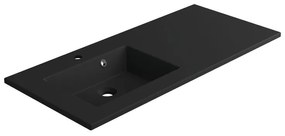 Lavabo integrale a incasso rettangolare vasca a sinistra Neo L 106 x H 11.2 x P 48.5 cm in composito minerale di resina gelificata nero