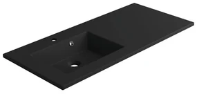 Lavabo integrale rettangolare vasca a sinistra Neo L 106 x H 11.2 x P 48.5 cm in composito minerale di resina gelificata nero
