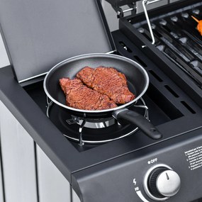 Barbecue a Gas GPL 7 Fuochi 135x50x100 cm con Fornello Laterale Nero...