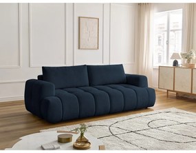 Divano blu scuro allungabile e con contenitore rivestito in ciniglia 251 cm Fuji – Bobochic Paris