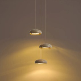 Lampada a sospensione retrò tortora con paralume in metallo a 6 luci - Macaron