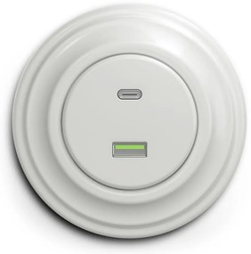 Kliklap - Presa USB retrò A+C con cornice bianca