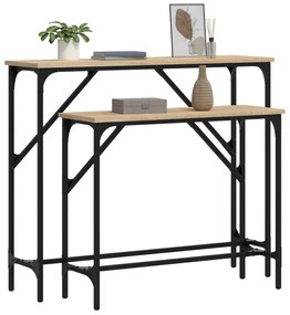 Tavolini consolle 2 pz rovere sonoma in legno multistrato