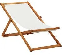 Sedia da Spiaggia Pieghevole Legno di Eucalipto e Tessuto Crema cod mxl 12709