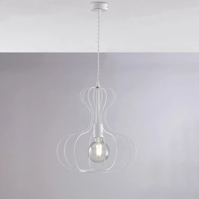 Sospensione Industrial Titty 1 Luce Ferro Laccato Bianco E Argento