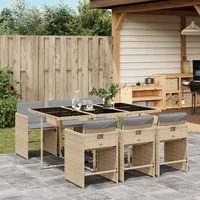 Set Pranzo da Giardino 7 pz con Cuscini Beige Misto Polyrattan 3211092