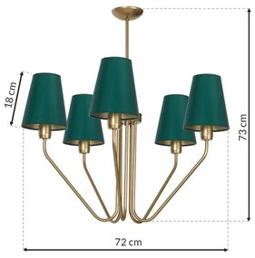 Lampadario a sospensione con supporto rigido VICTORIA 5xE27/60W/230V verde