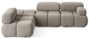 Divano angolare componibile beige (con penisola a sinistra) con rivestimento in velluto Lokua – Makamii