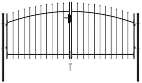 Cancello A Doppia Anta Con Punte İn Acciaio 3x1,25 M Nero /