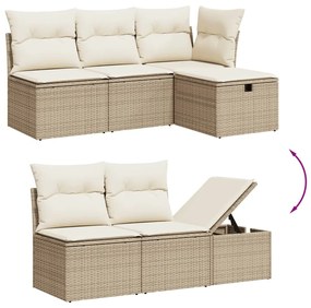 Set divano da giardino 6 pz con cuscini beige in polyrattan