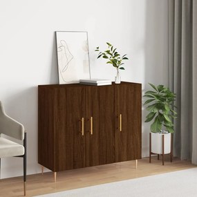 Credenza rovere marrone 90x34x80 cm in legno multistrato