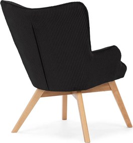 Poltrona nera con rivestimento in velluto a coste Niko – Ropez