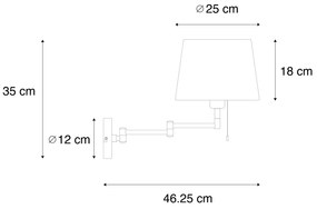 Applique nera con paralume nero e braccio regolabile - Ladas Deluxe