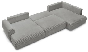 Divano angolare in grigio scuro allungabile (con penisola a sinistra/a forma di "U") con rivestimento in velluto a coste Lucien – Bobochic Paris