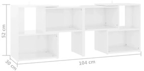 Mobile Porta TV Bianco Lucido 104x30x52 cm in Legno Multistrato