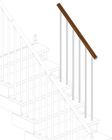 Balaustra in kit IRIS Gala 3GR in legno bianco, corrimano in legno noce, L 120 cm fissaggio a pavimento
