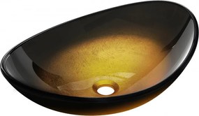 Mexen Sonia lavabo da appoggio in vetro 54 x 37 cm, oro scuro - 24145451