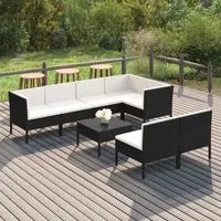 Set Divani da Giardino 8 pz con Cuscini in Polyrattan Nero 3094392