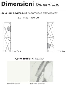 Colonna da bagno reversibile moderna CRIZIA a 2 ante BIANCO OPACO