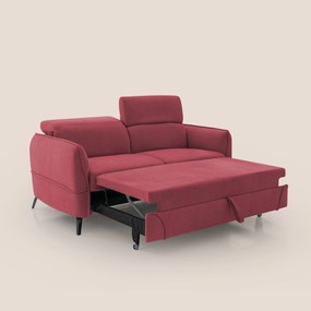 Bloom Divano con poggiapiedi estraibile piedini alti e poggiatesta reclinabili in tessuto bouclé impermeabile T07 rosso