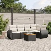 Set Divano da Giardino 6 pz con Cuscini Nero in Polyrattan 3257323