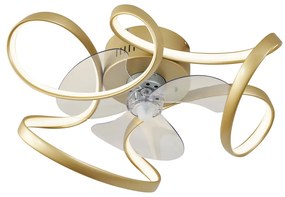 Ventilatore da soffitto ottone 55 cm con LED dimmerabile con telecomando - Mandy