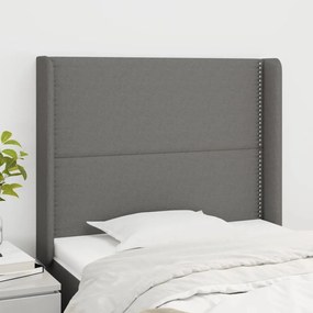 Testiera Ad Orecchio Grigio Scuro 83x16x118/128 Cm İn Tessuto /
