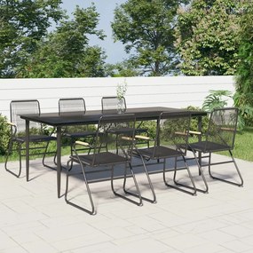 Set da pranzo da giardino 7 pz nero in rattan pvc