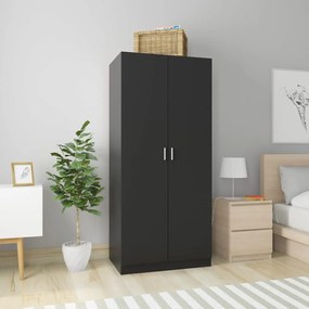 Armadio Nero 80x52x180 Cm İn Legno Multistrato /