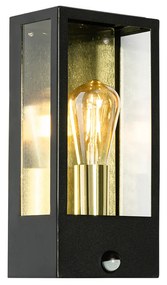Lampada da parete per esterni nera con oro e sensore di movimento - Rotterdam
