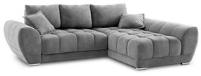 Divano letto angolare grigio con rivestimento in velluto, angolo destro Nuage - Windsor &amp; Co Sofas