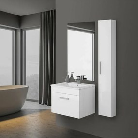 Mobile Salvaspazio Sospeso L. 61 cm Bianco Laccato con Pensile