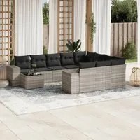 Set Divani da Giardino 11 pz con Cuscini in Polyrattan Grigio 3255469