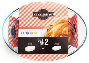 Set di Teglie da Forno Ô Cuisine 334SA06 Trasparente Vetro (2 pcs)