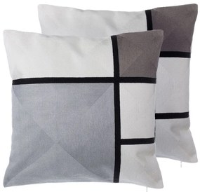 Set di 2 cuscini decorativi motivo geometrico grigio 45x45 cm WEDELIA Beliani