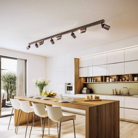 TK Lighting Faretto da soffitto Top, regolabile, marrone, lineare a 8 luci