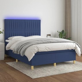 Letto A Molle Con Materasso E Led Blu 140x200 Cm İn Tessuto /
