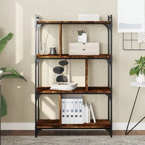 Libreria rovere fumo 4 ripiani 76x32x123 cm legno multistrato