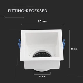 Plafoniera GU10 9x9 cm bianca