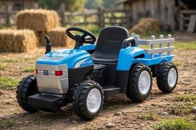 Trattore Elettrico per Bambini 12V con Rimorchio Blu...