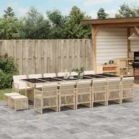 Set da Pranzo da Giardino 17 pz con Cuscini Beige in Polyrattan 3210826