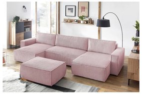 Sgabello in velluto a coste rosa chiaro Nihad - Bobochic Paris