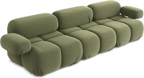 Divano componibile verde chiaro con rivestimento in velluto 285 cm Lokua – Makamii